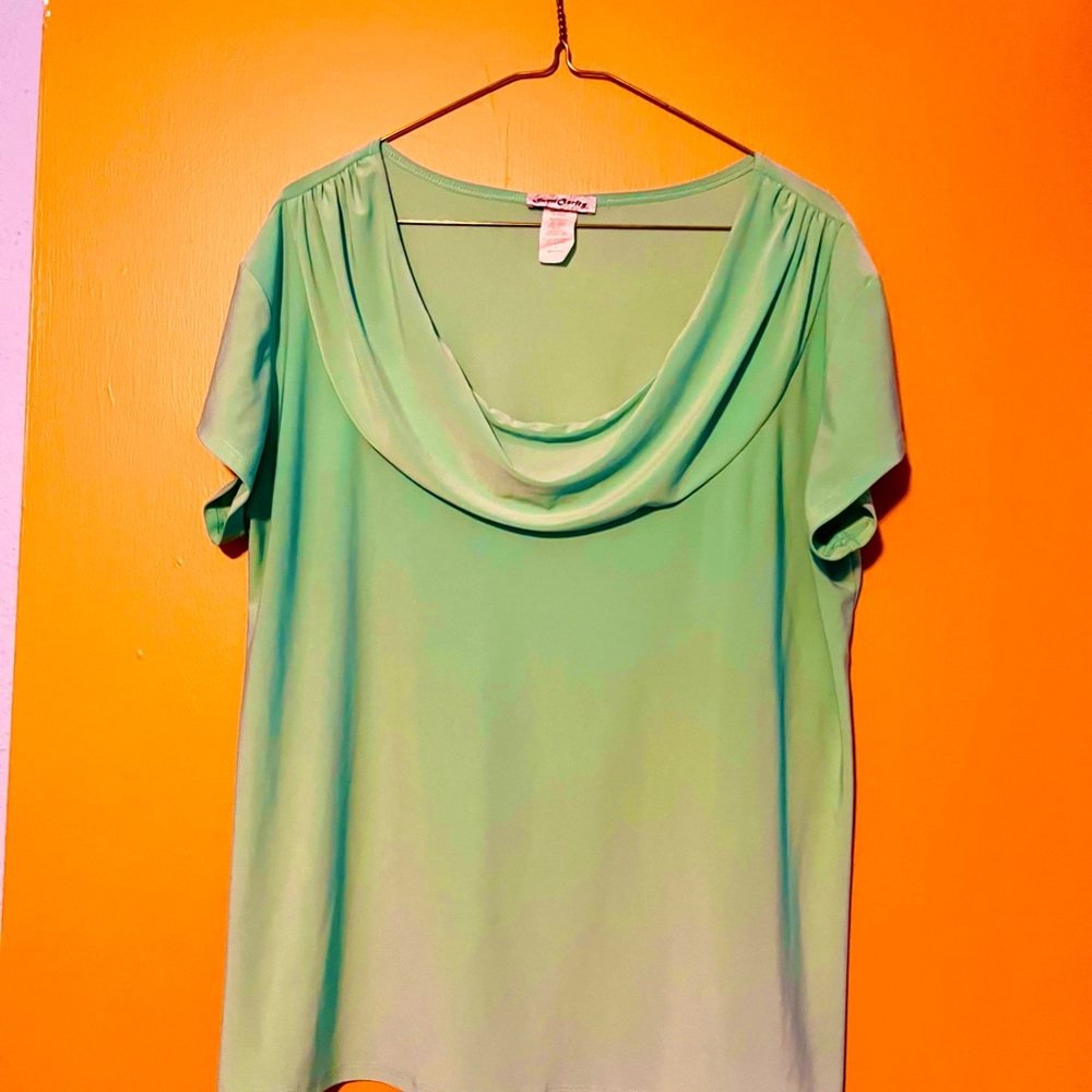 Sweet Clarity brand, XL, Mint green, Cowl neck blouse